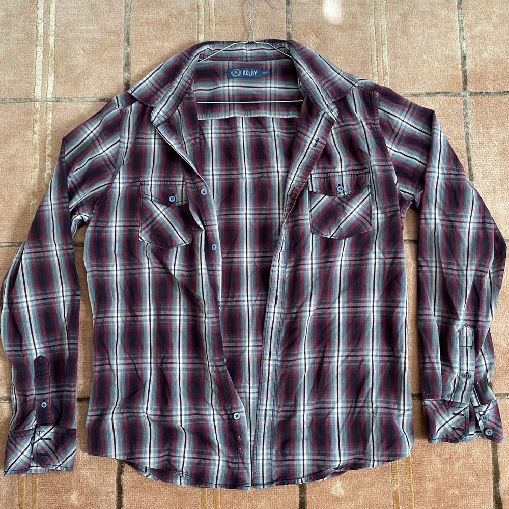 Red/Grey Kolby Button-Down Men’s XL